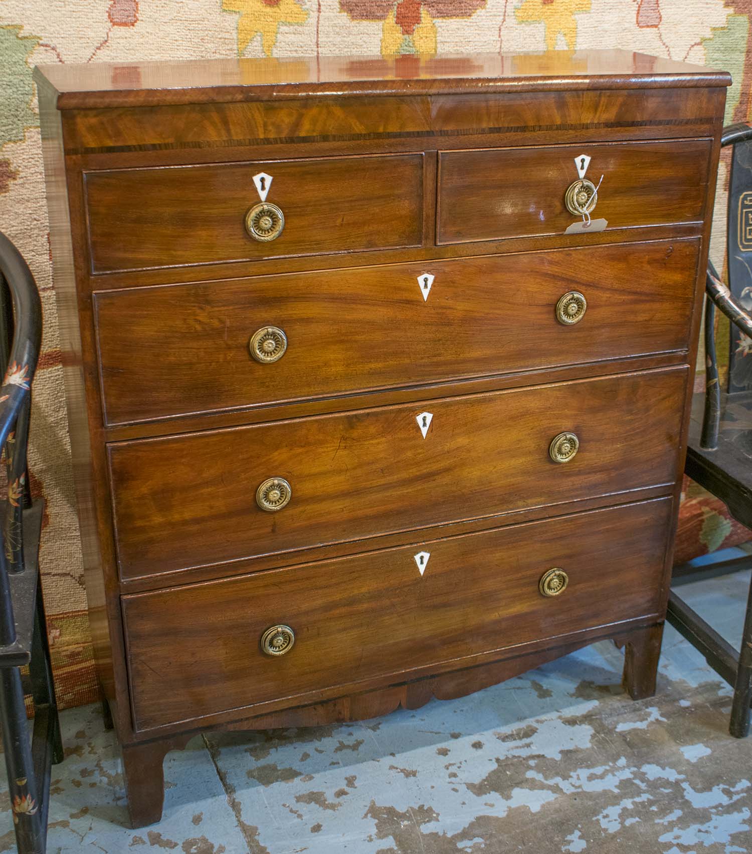 HALL CHEST, Regency, mahogany, of adapted shallow proportions, with two ...