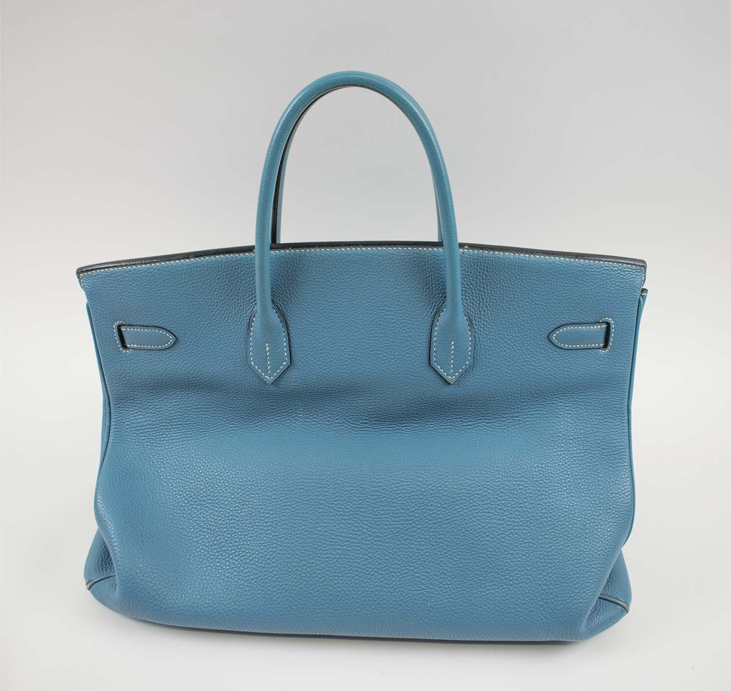 Sold at Auction: Hermes 40cm Blue Jean Leather Birkin Bag PHW