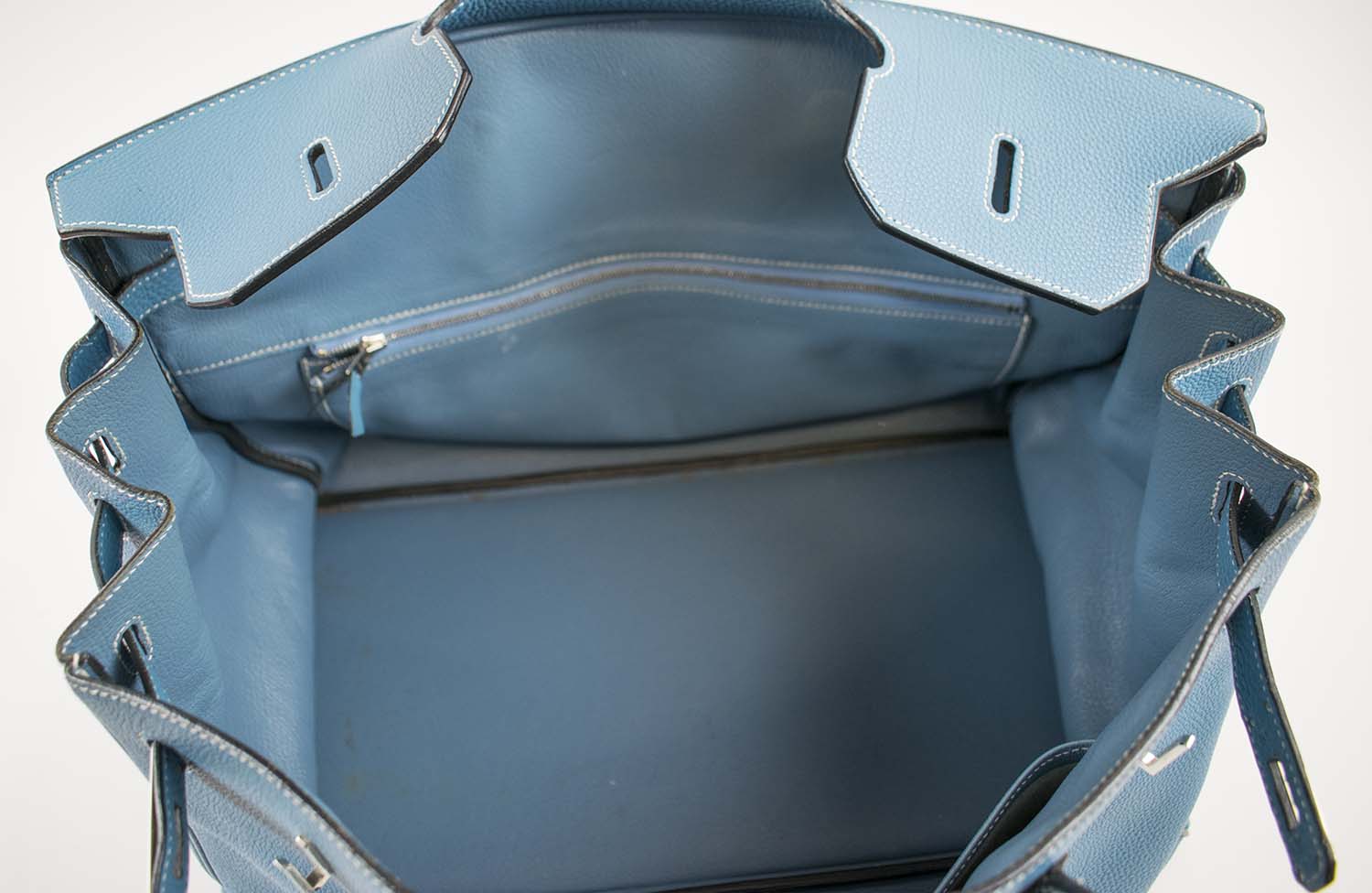Hermes Blue Jean Togo Leather Palladium Hardware Birkin 40 Bag
