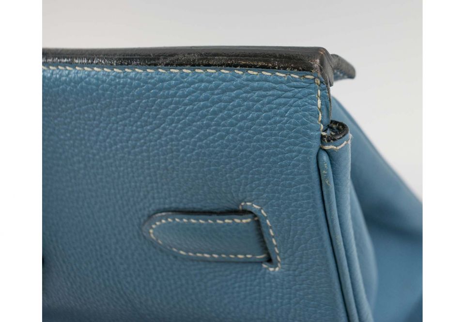 HERMES Blue Jean Togo leather and Palladium BIRKIN 40 Bag at