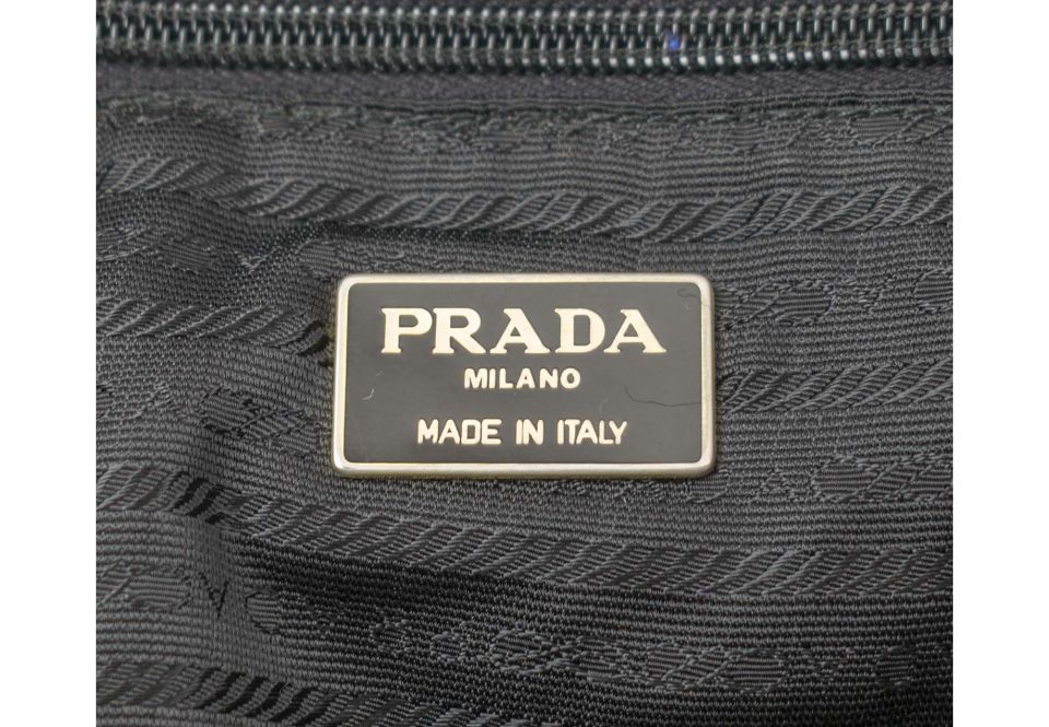 PRADA BACKPACK, black quilted nylon with gold tone hardware, leather ...