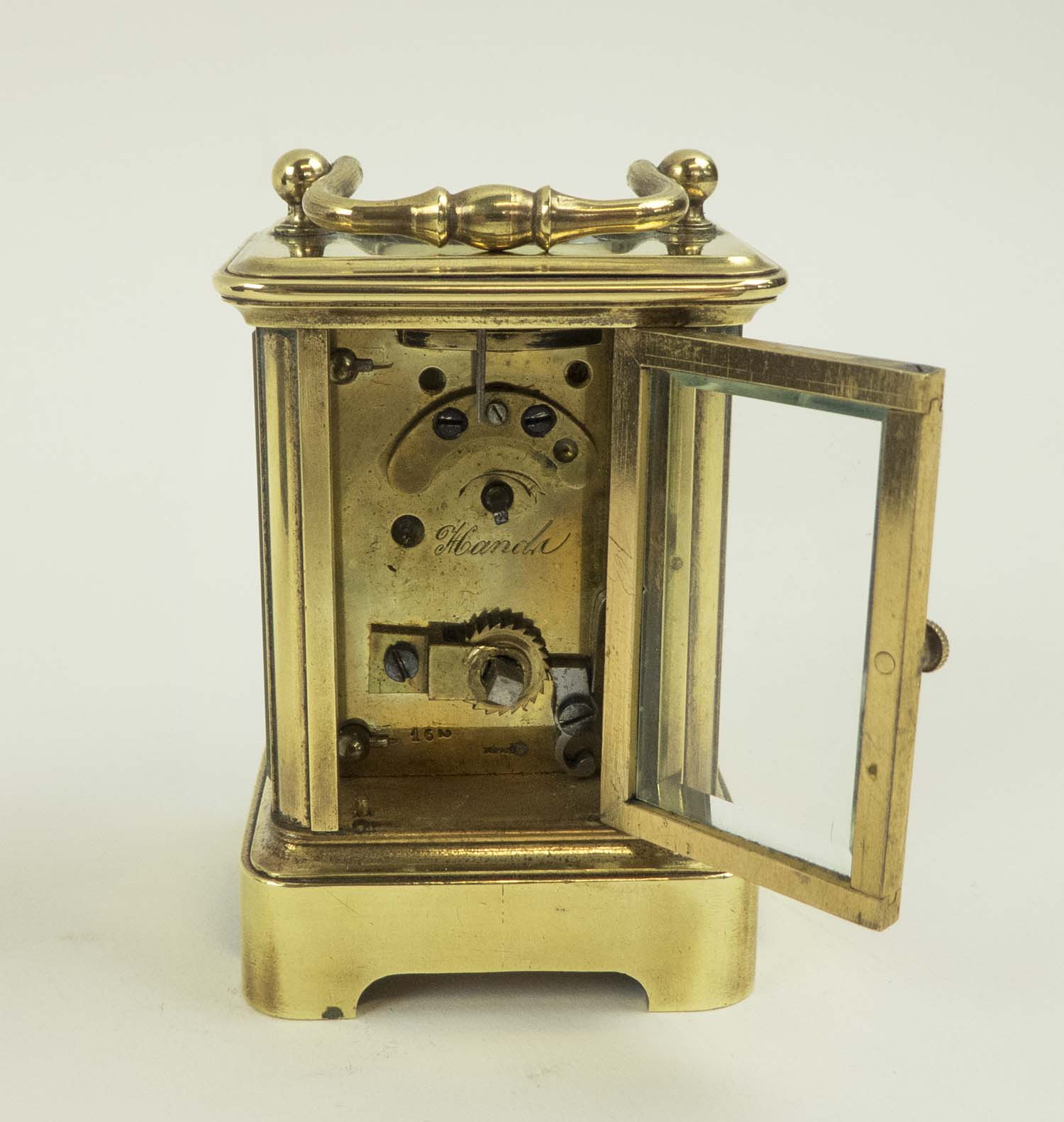 MINIATURE HOWELL JAMES & CO. CARRIAGE CLOCK, with brass case, French ...