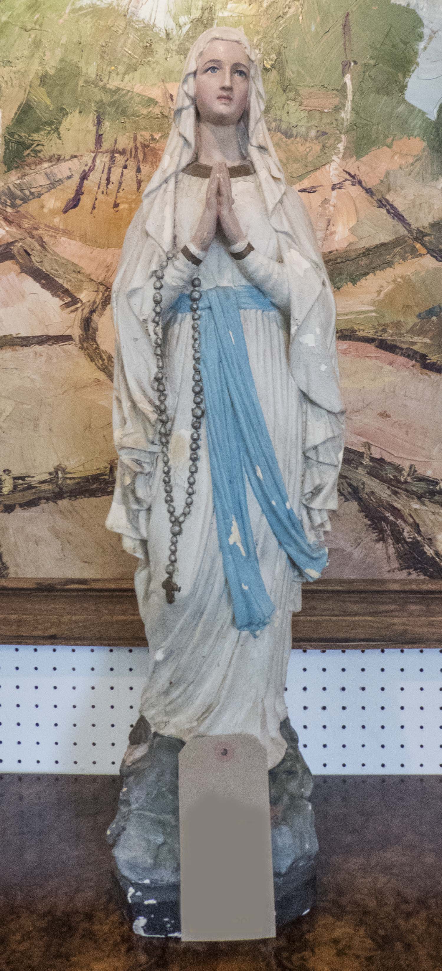 VINTAGE STATUETTE OF OUR LADY OF LOURDES, Polychrome Hand Painted ...