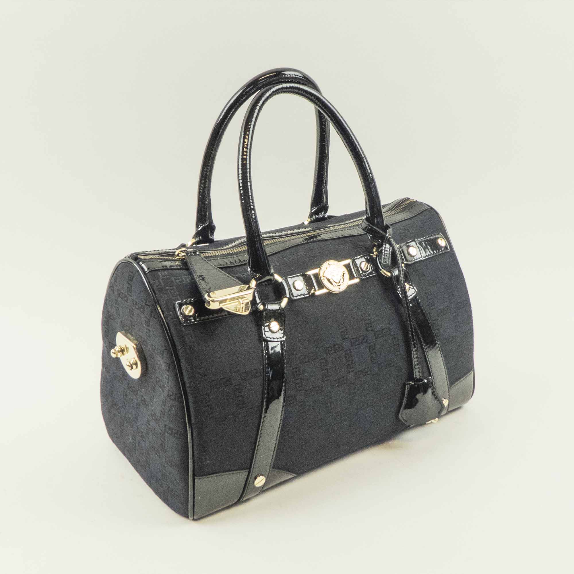 Versace 1969 Womens Jovanna Faux Leather Whip Stitch Crossbody Handbag In  Black