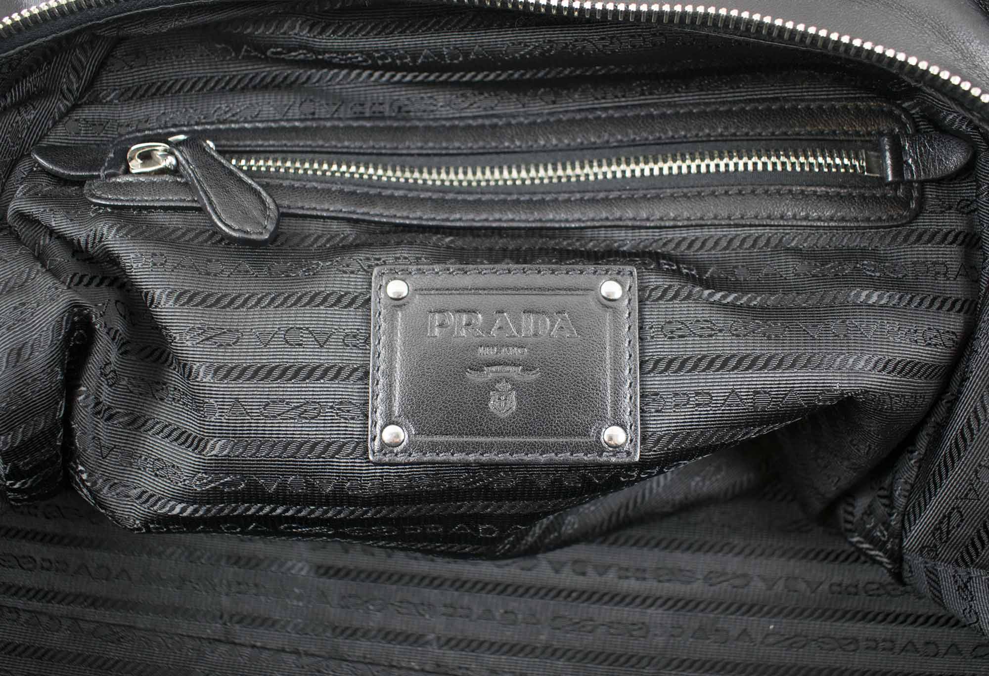Sold at Auction: Prada Vintage Black Nylon Gold Top Handle Bag