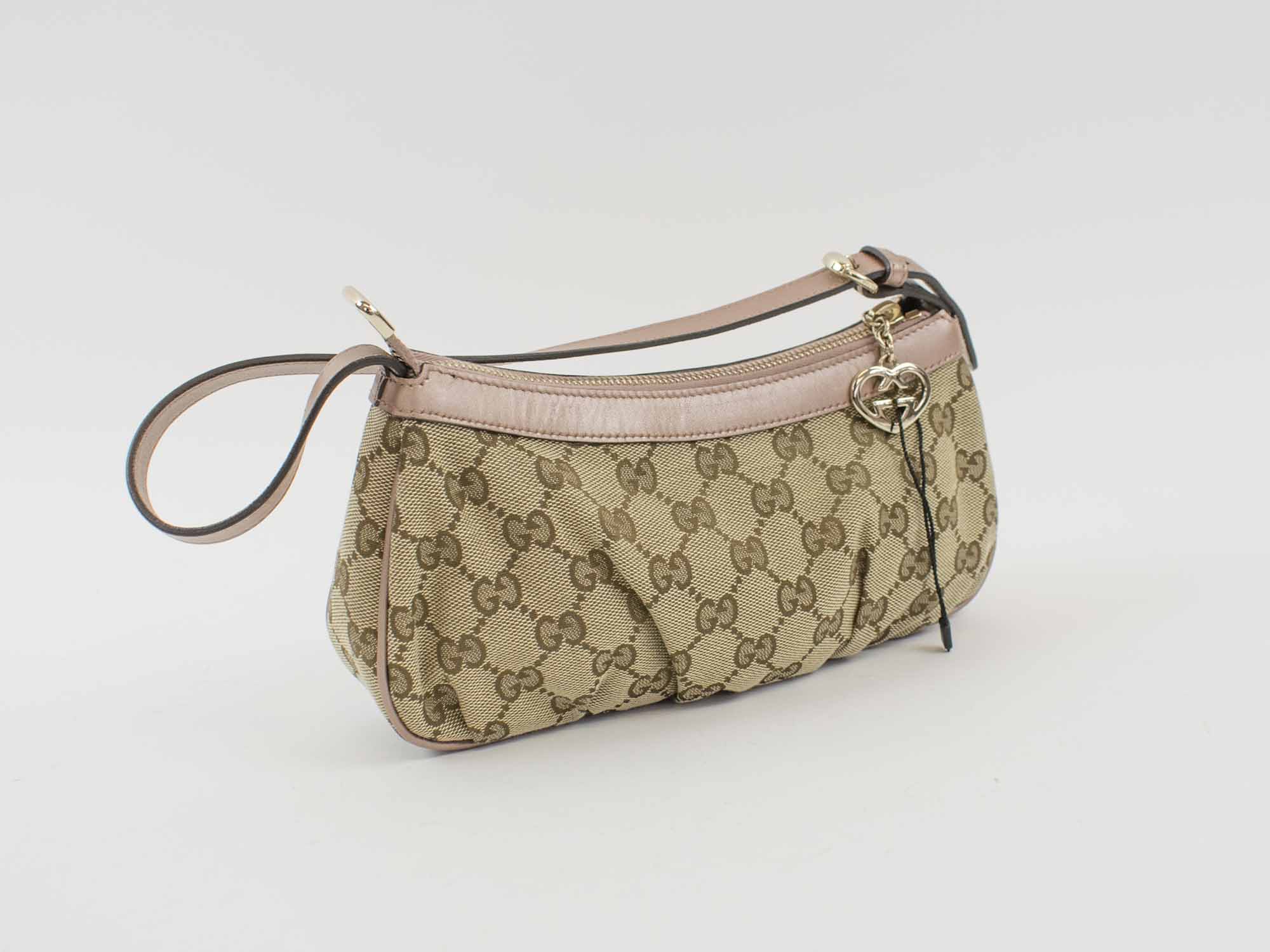 Gucci Gg Monogram Pink Pochette Brown Canvas Shoulder Bag - Tradesy