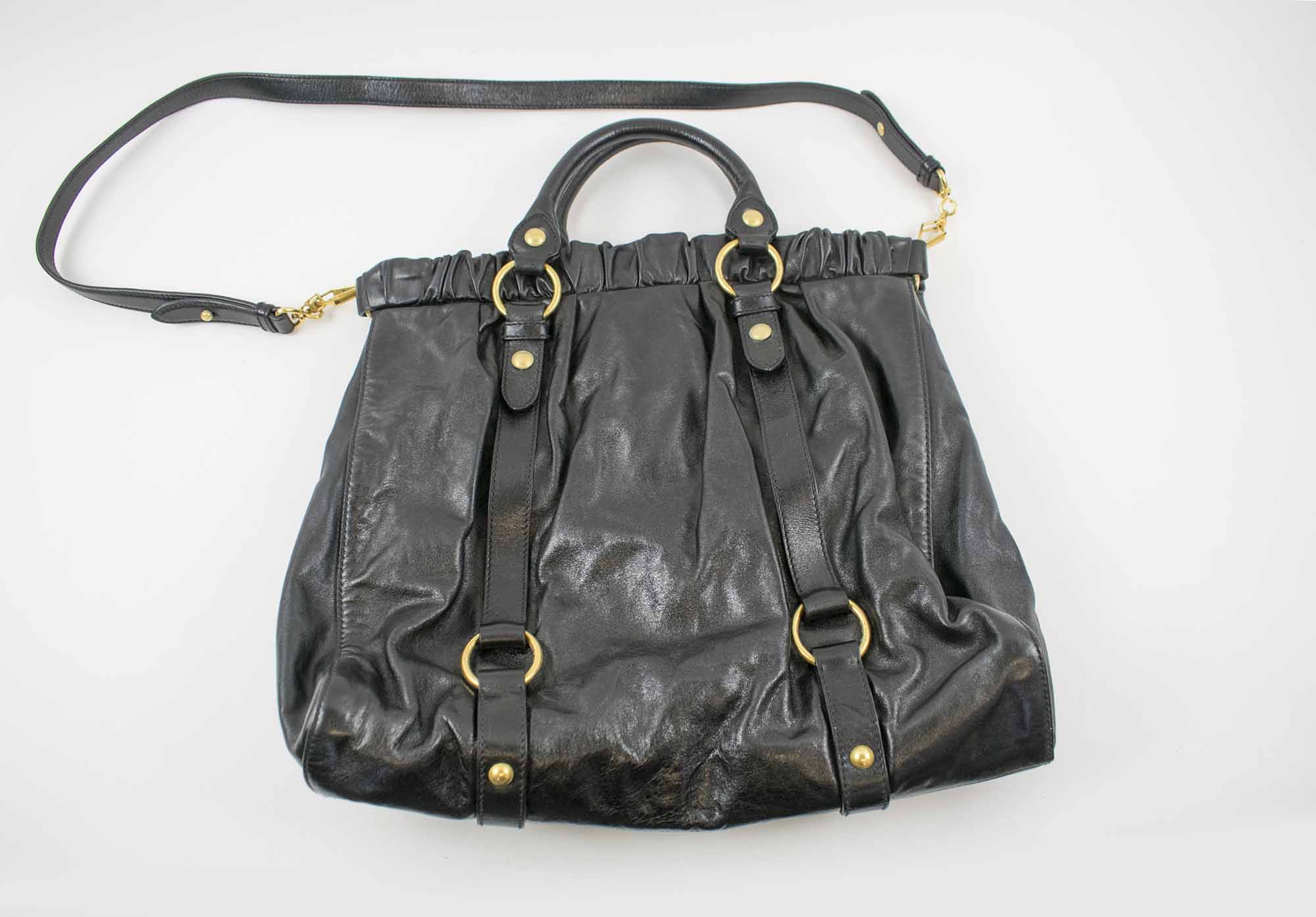 Miu Miu Top Zip Large Chain Strap Shoulder Bag in Natural
