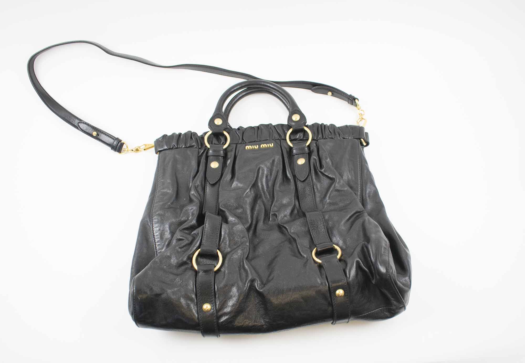 Miu Miu Top Zip Large Chain Strap Shoulder Bag in Natural