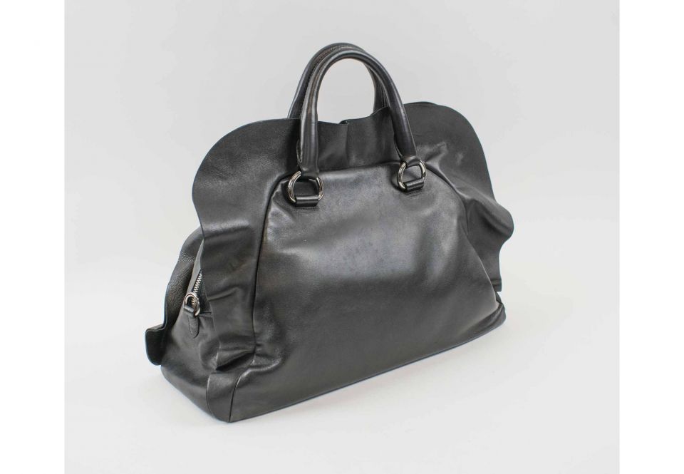 Sold at Auction: A GOOD BLACK LEATHER PRADA SOFT RUFFLE BAG. 29cm long.