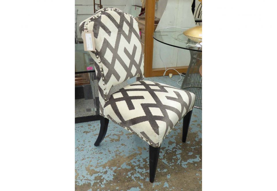 ANDREW MARTIN OCCASIONAL CHAIR, geometric fabric, studded detail, 59cm ...