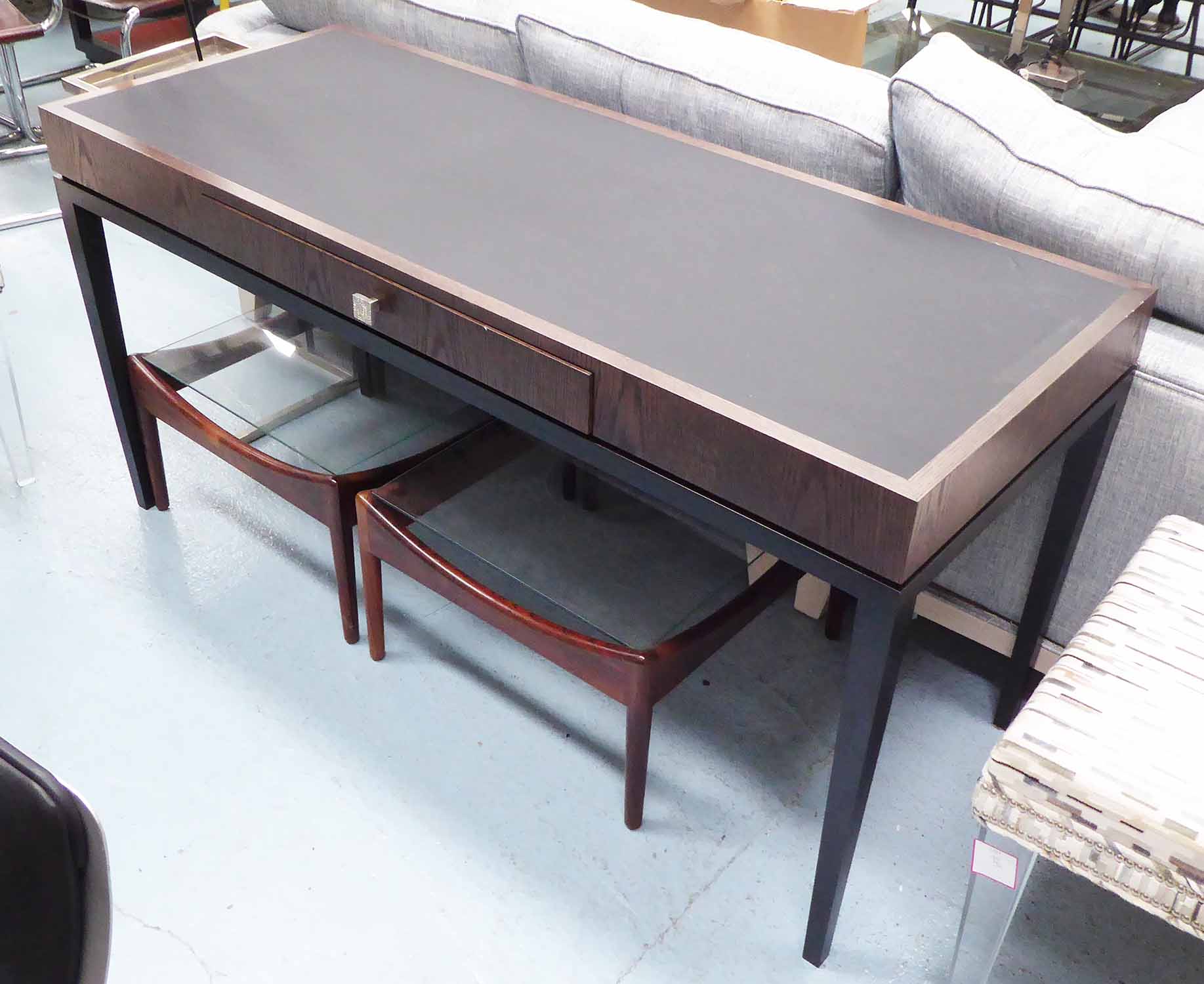 Christopher Clark Desk, With Faux Leather Top Drawer Below On Square 