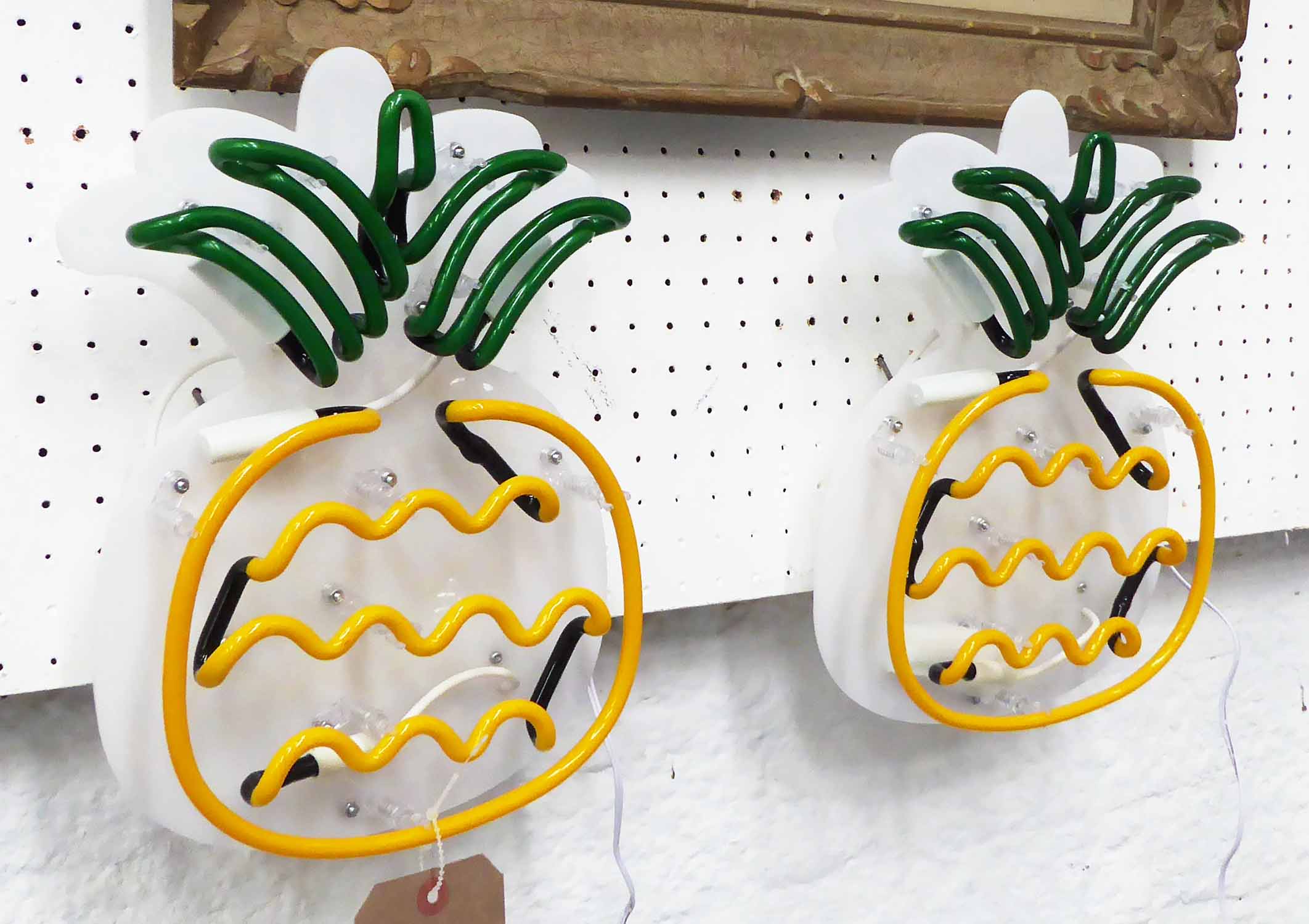 PINEAPPLE NEON WALL LIGHTS, a pair, 30cm H. (2)