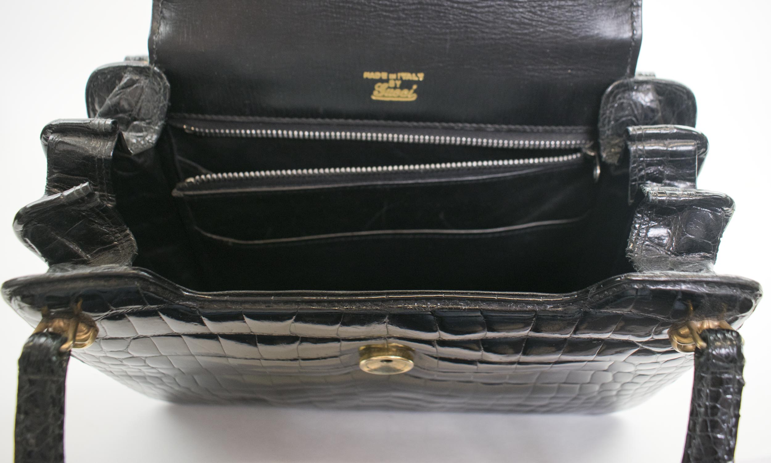 Gucci Vintage Black Crocodile Leather GG Clutch Bag – Sellier