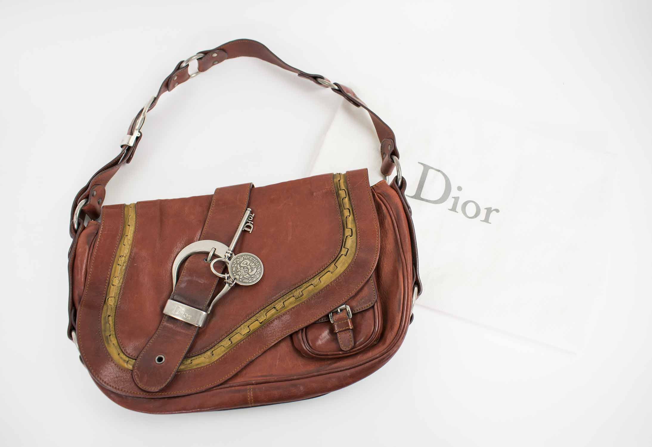 Dior, Bags, Christian Dior Vintage Brown And Black Saddle Bag
