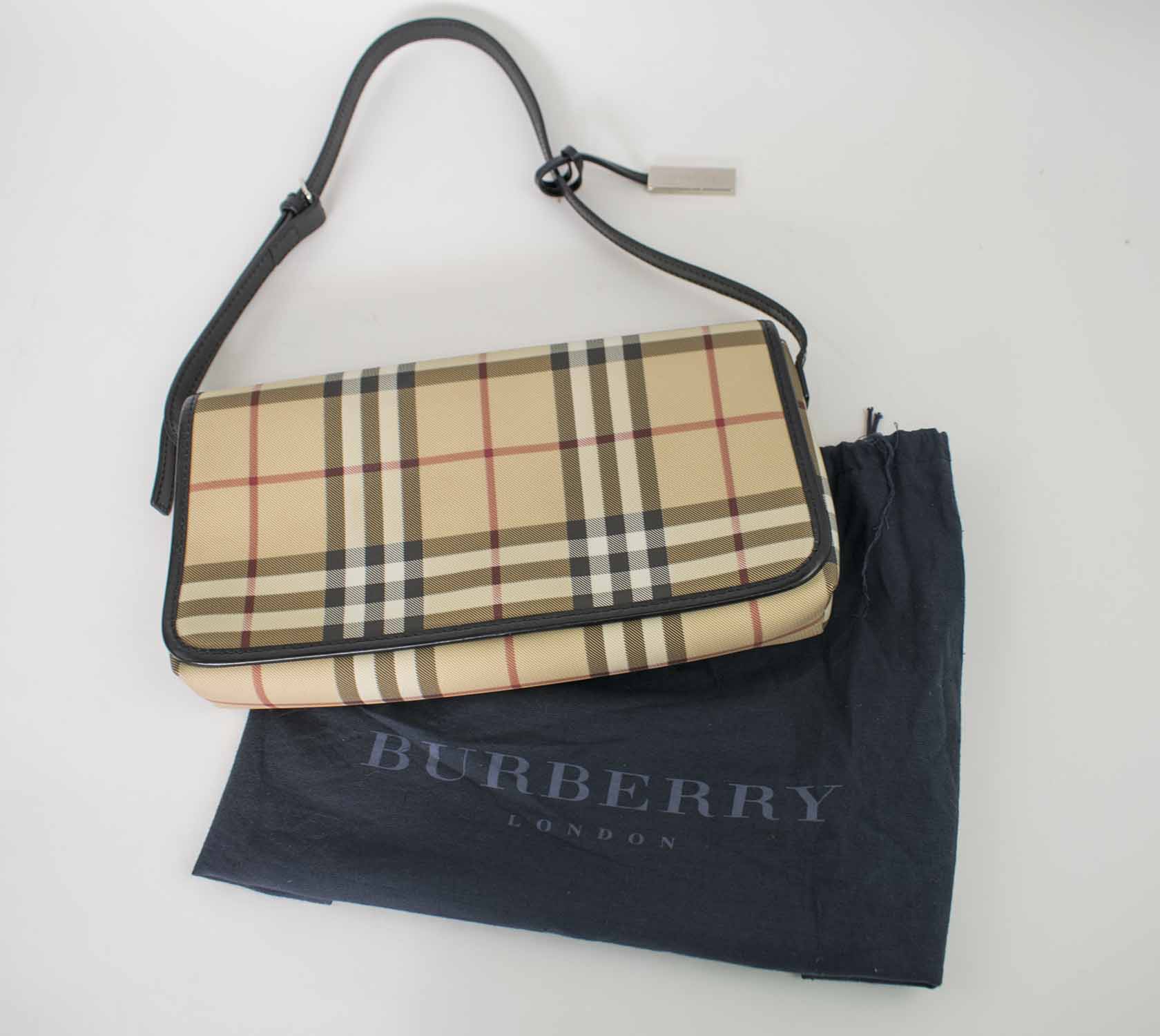 BURBERRY SHOULDER BAG, with iconic nova check pattern, black
