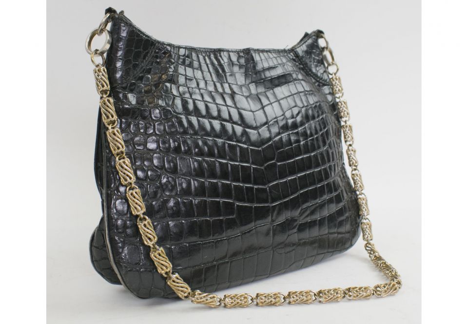 Gucci Women's Vintage Crocodile Flap Shoulder Bag