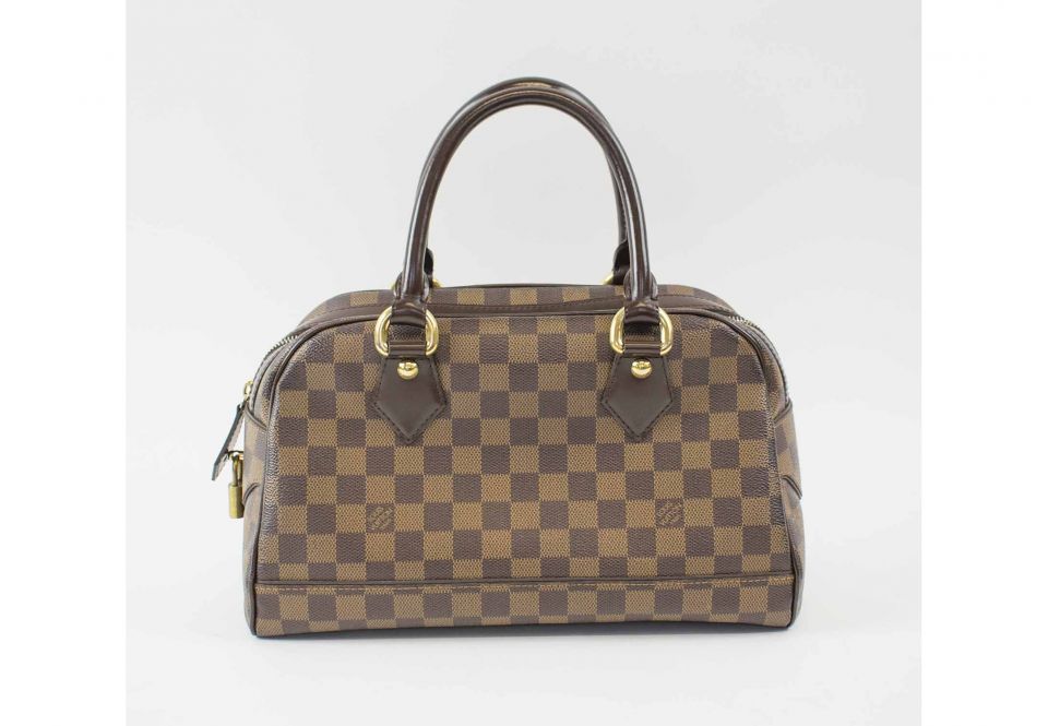A Louis Vuitton Damier Ebene top handle bag, with red suede lining, stamped  to interior Louis
