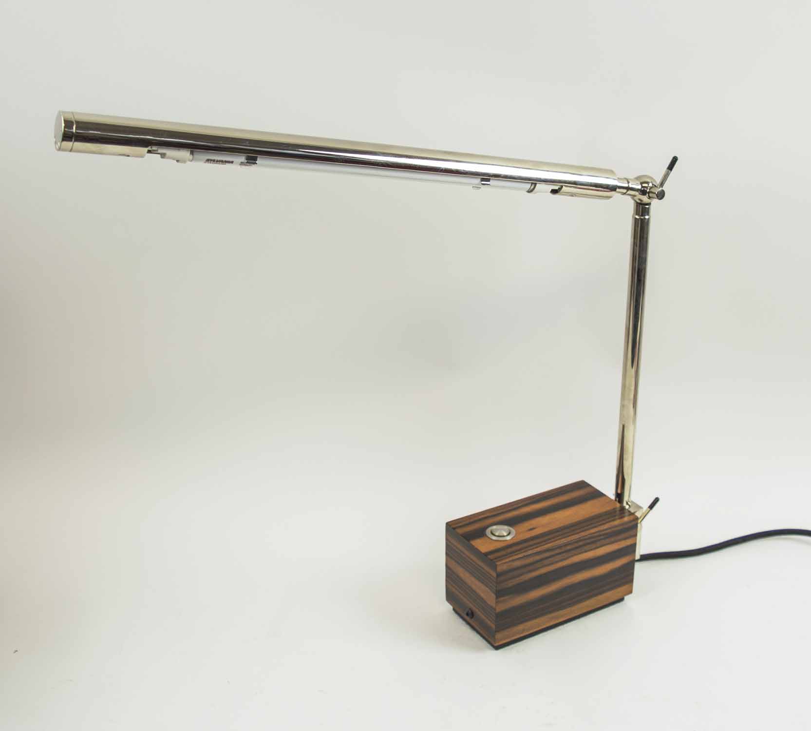 DAVID LINLEY DESK LAMP, adjustable action, 38cm H overall.