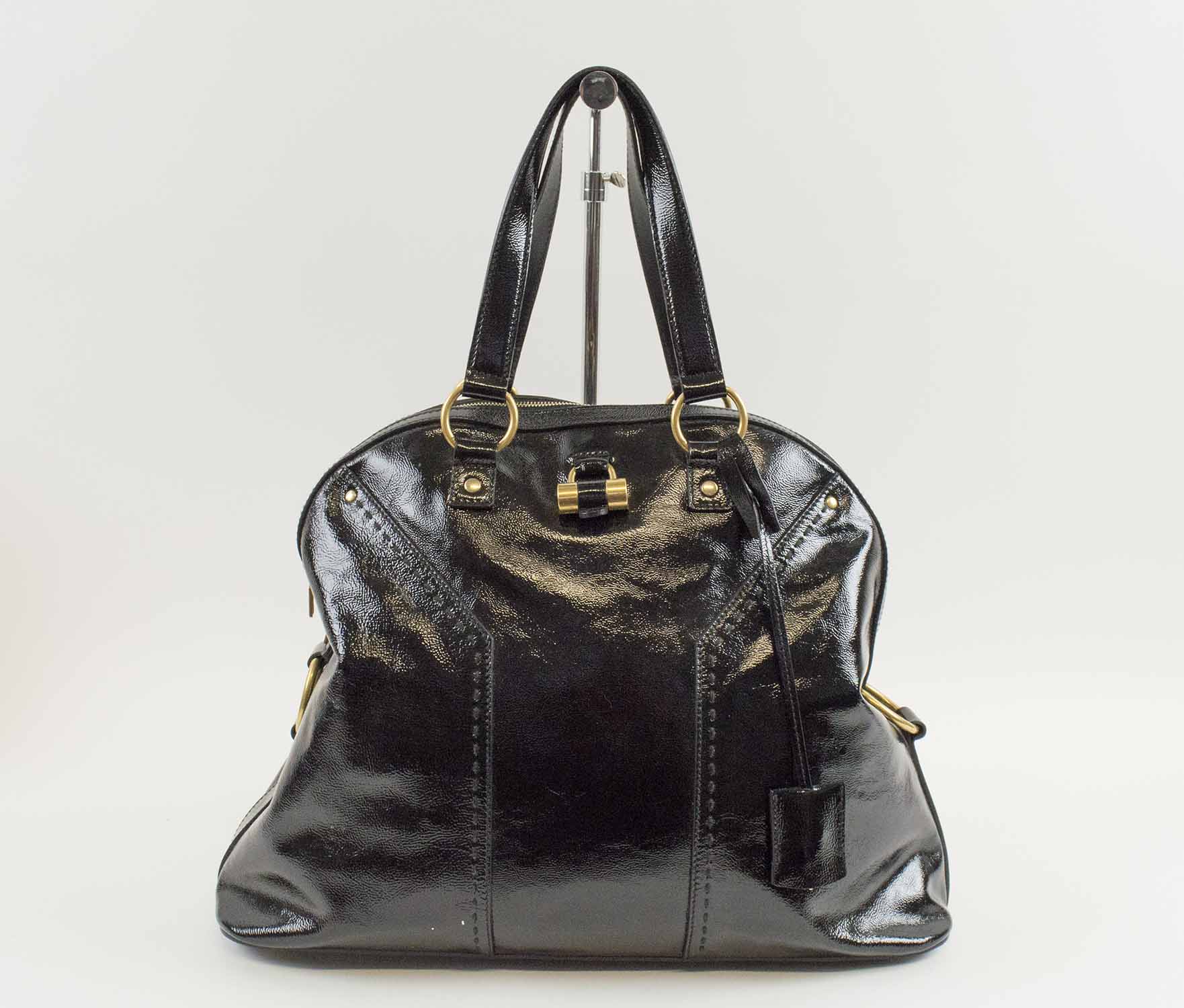 MULBERRY DARIA SATCHEL, black leather with gold tone hardware and iconic  logo at the front, detachable braided shoulder strap, front snap closure,  with dust bag, 33cm x 25cm H.