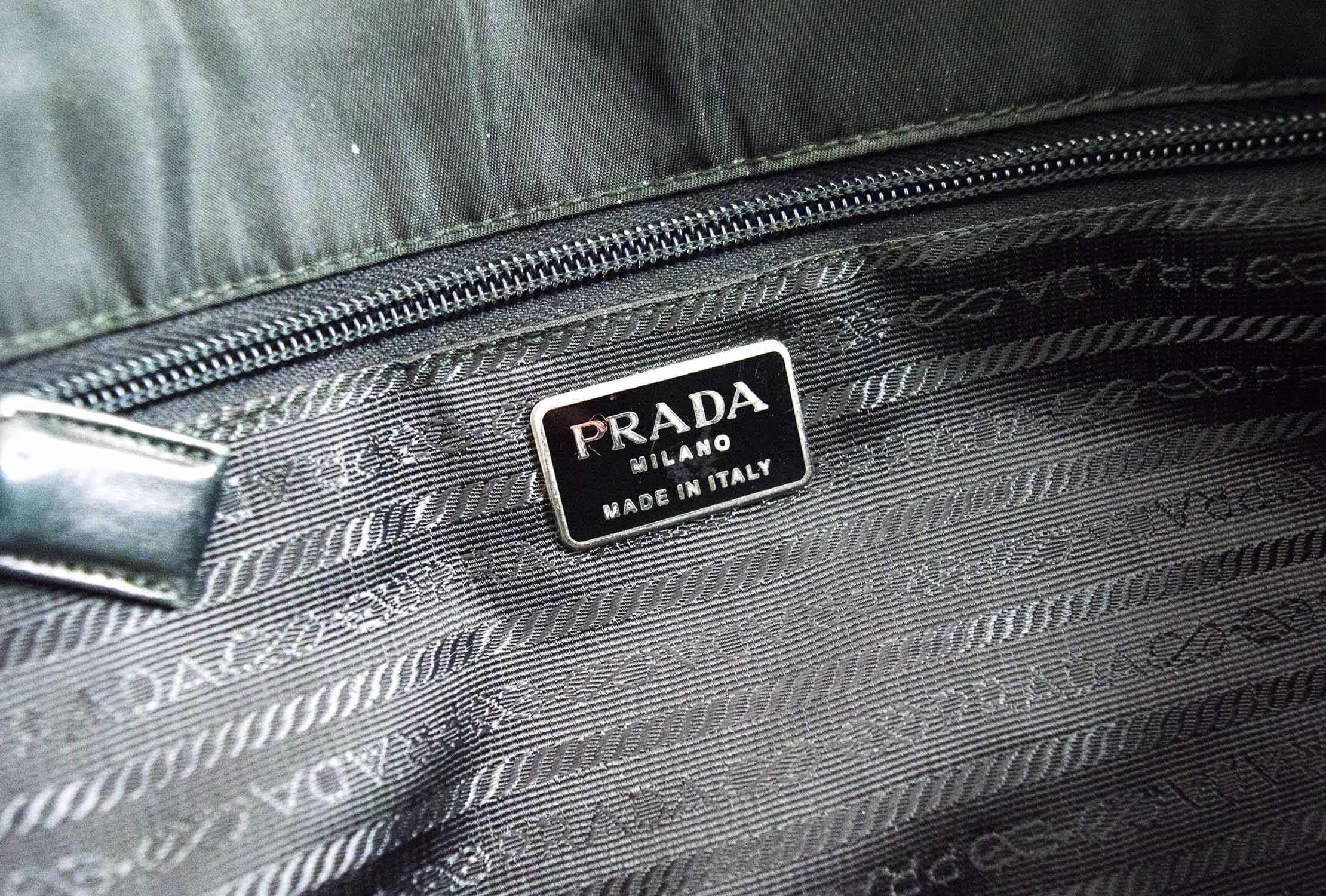 Prada Nylon Chain Link Shoulder Bag Black in Nylon with Silver-tone - US