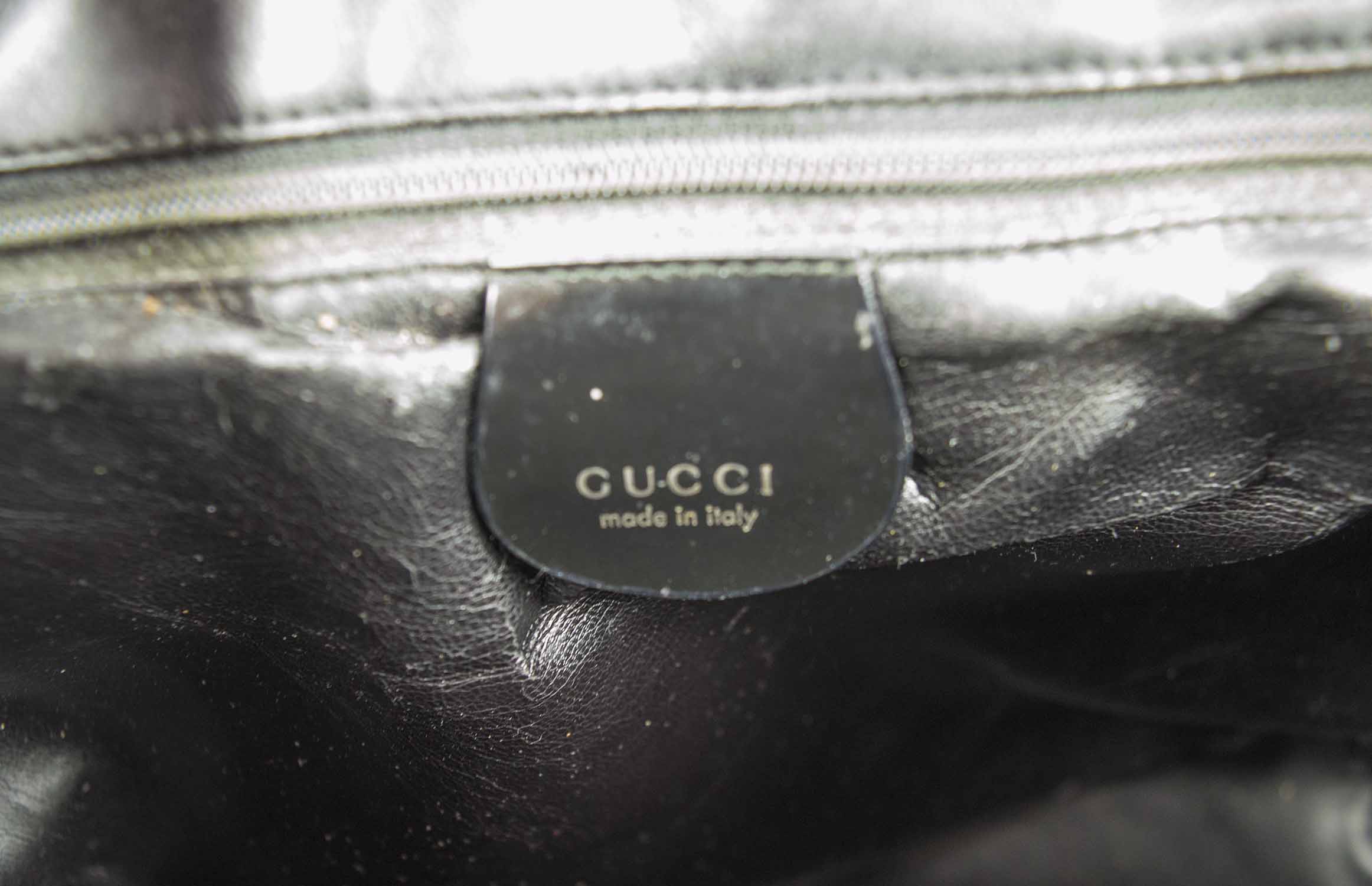 GUCCI Shoulder Bag Vintage crest charm Old Gucci leather black