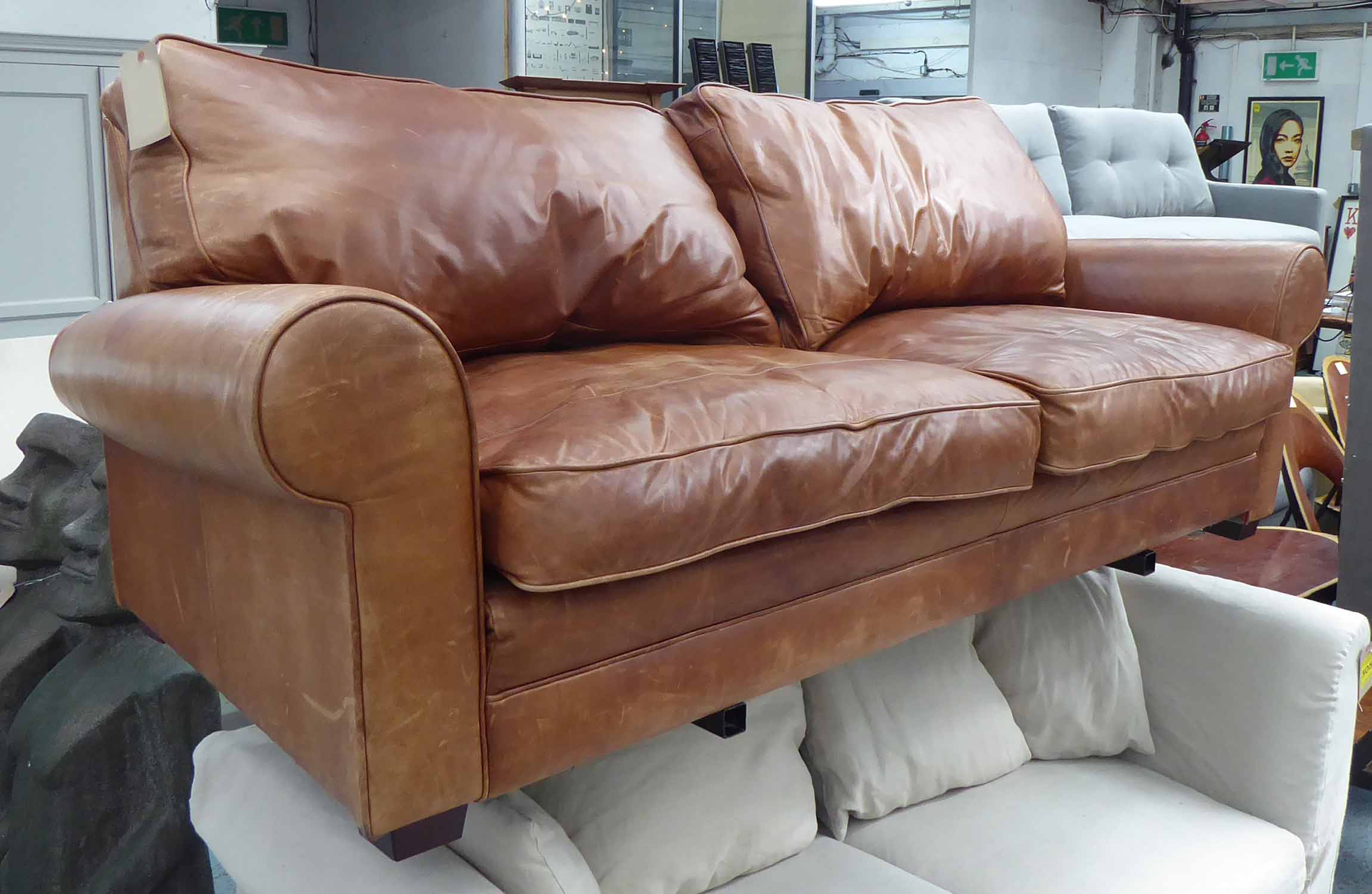tan leather sofa and chaise set