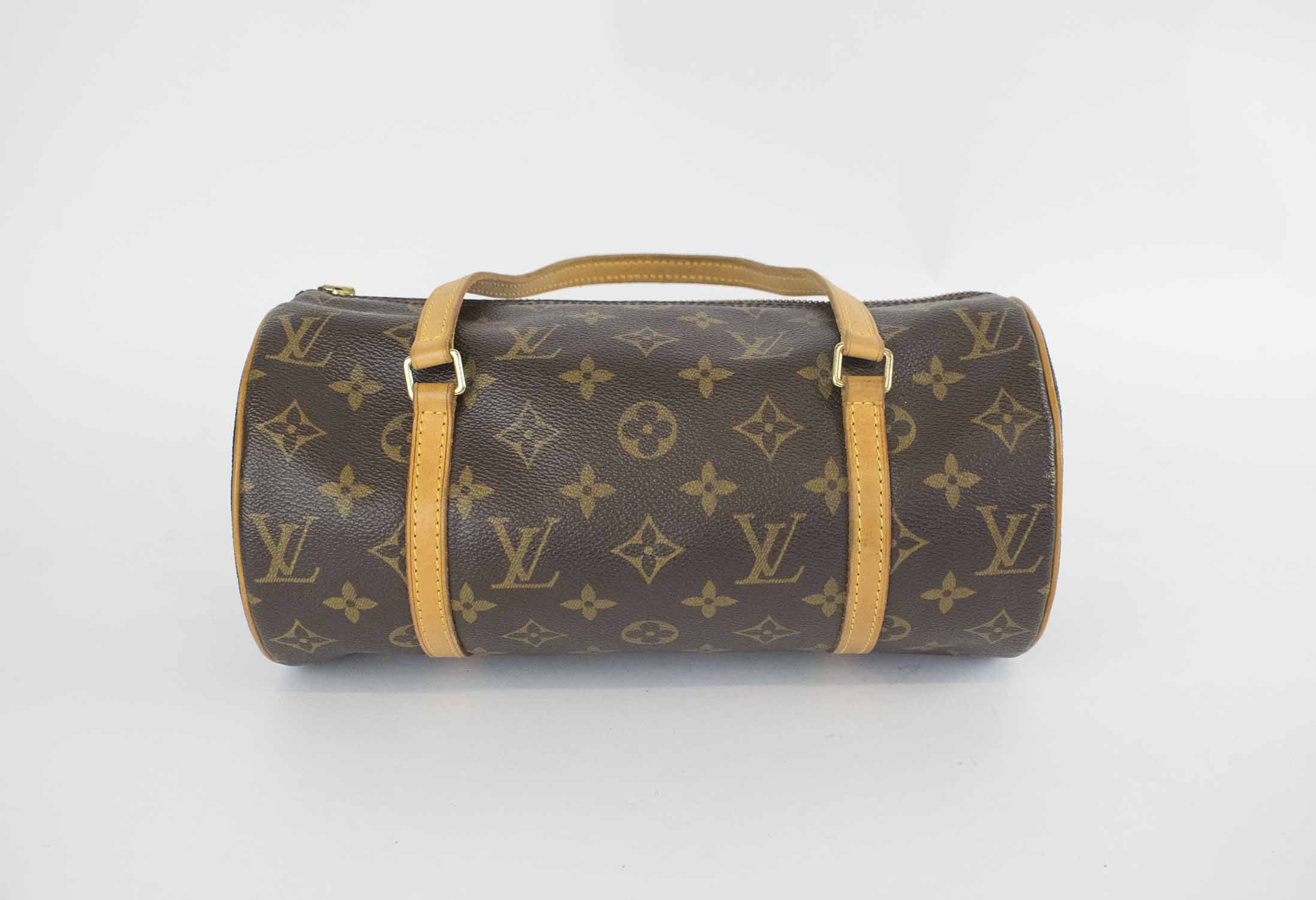 LOUIS VUITTON PAPILLON BAG, classic monogram canvas and natural leather  handles and trims with Betty Boop, fabric lining and top zip closure, 27cm  x 13cm H x 13cm.
