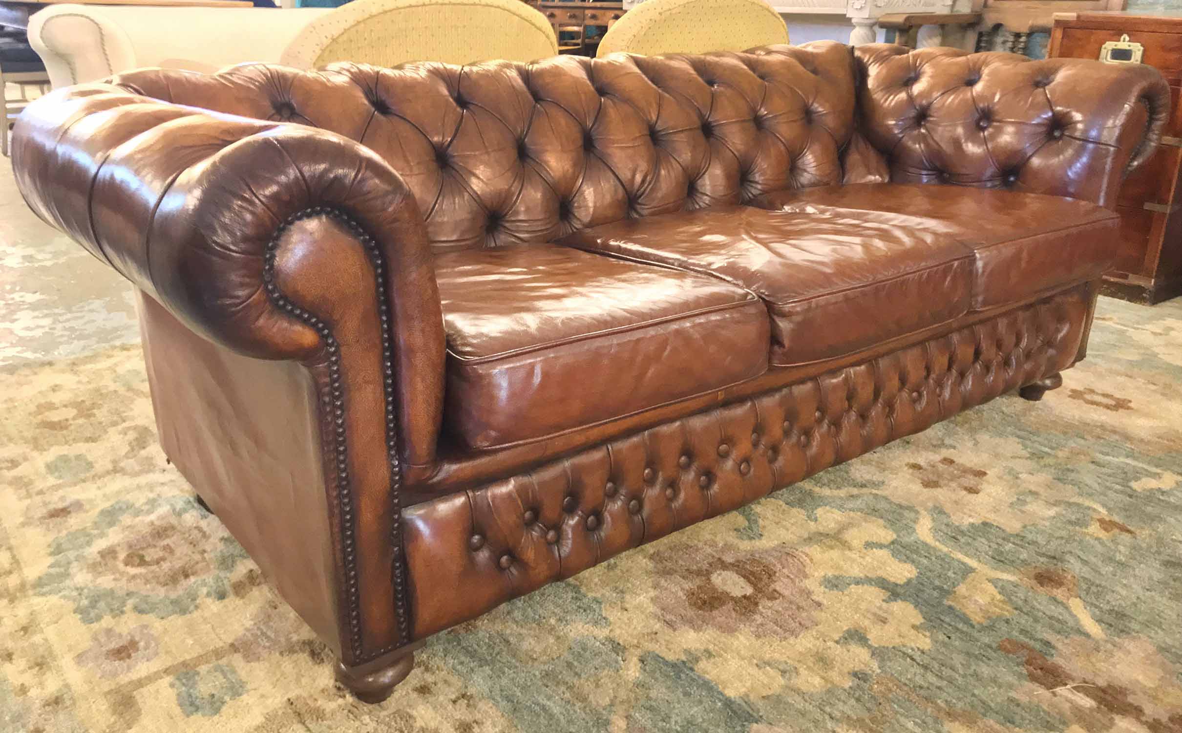 buy second hand leather chesterfield sofa