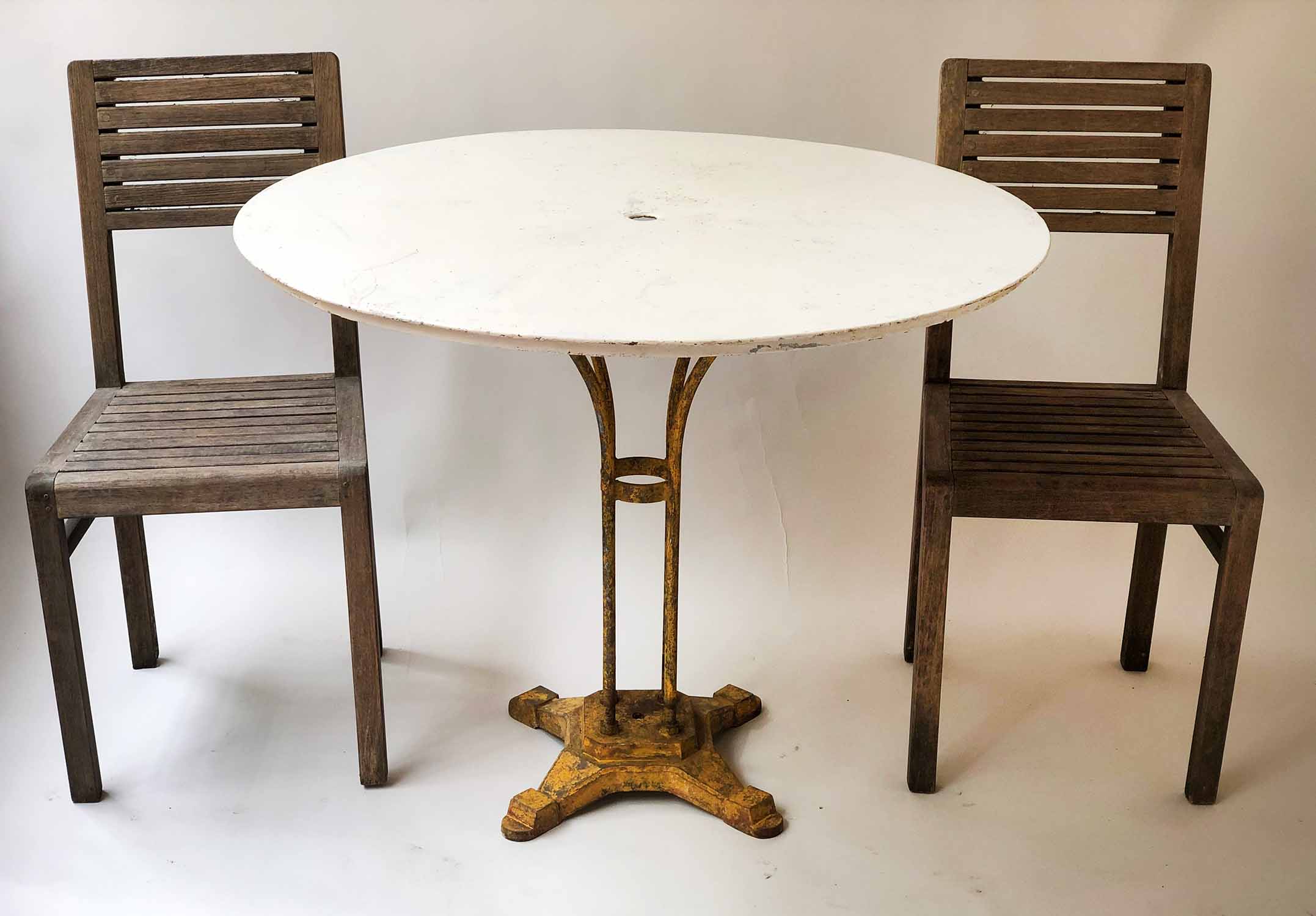 ART DECO GARDEN TABLE, 1920's French, circular metal and original