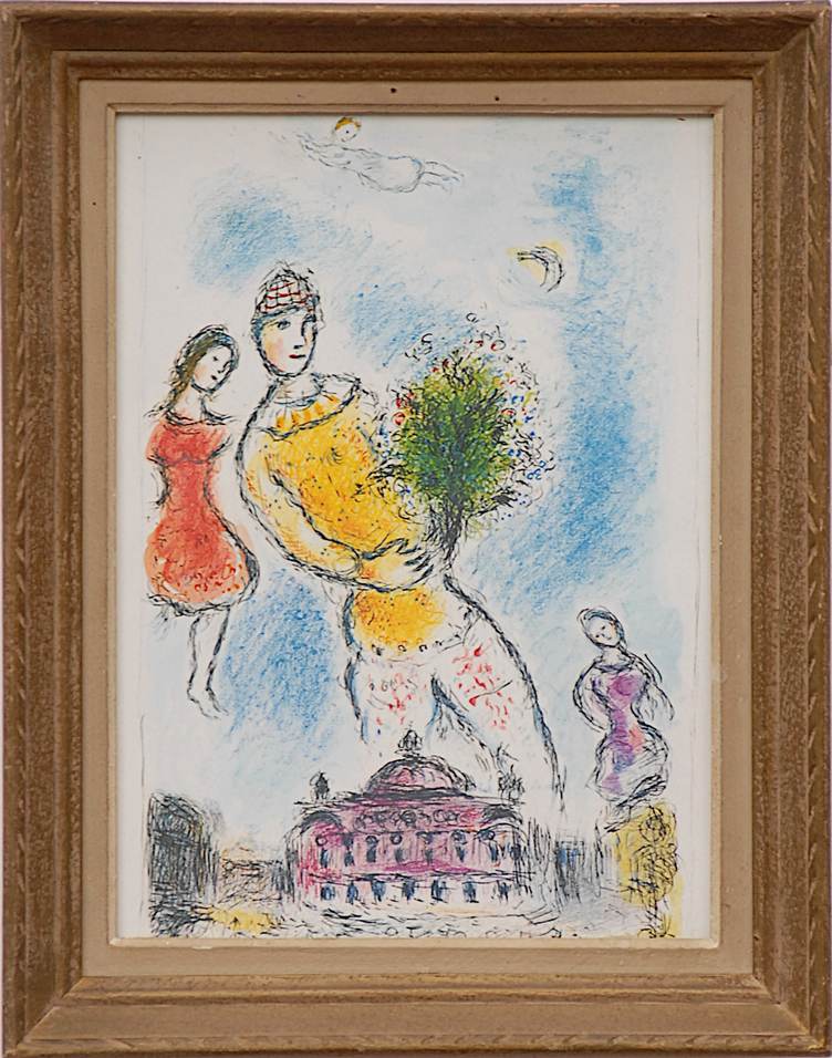 Marc Chagall Le Couple Avec Bouquet 1981 Off Set Lithograph 32cm X