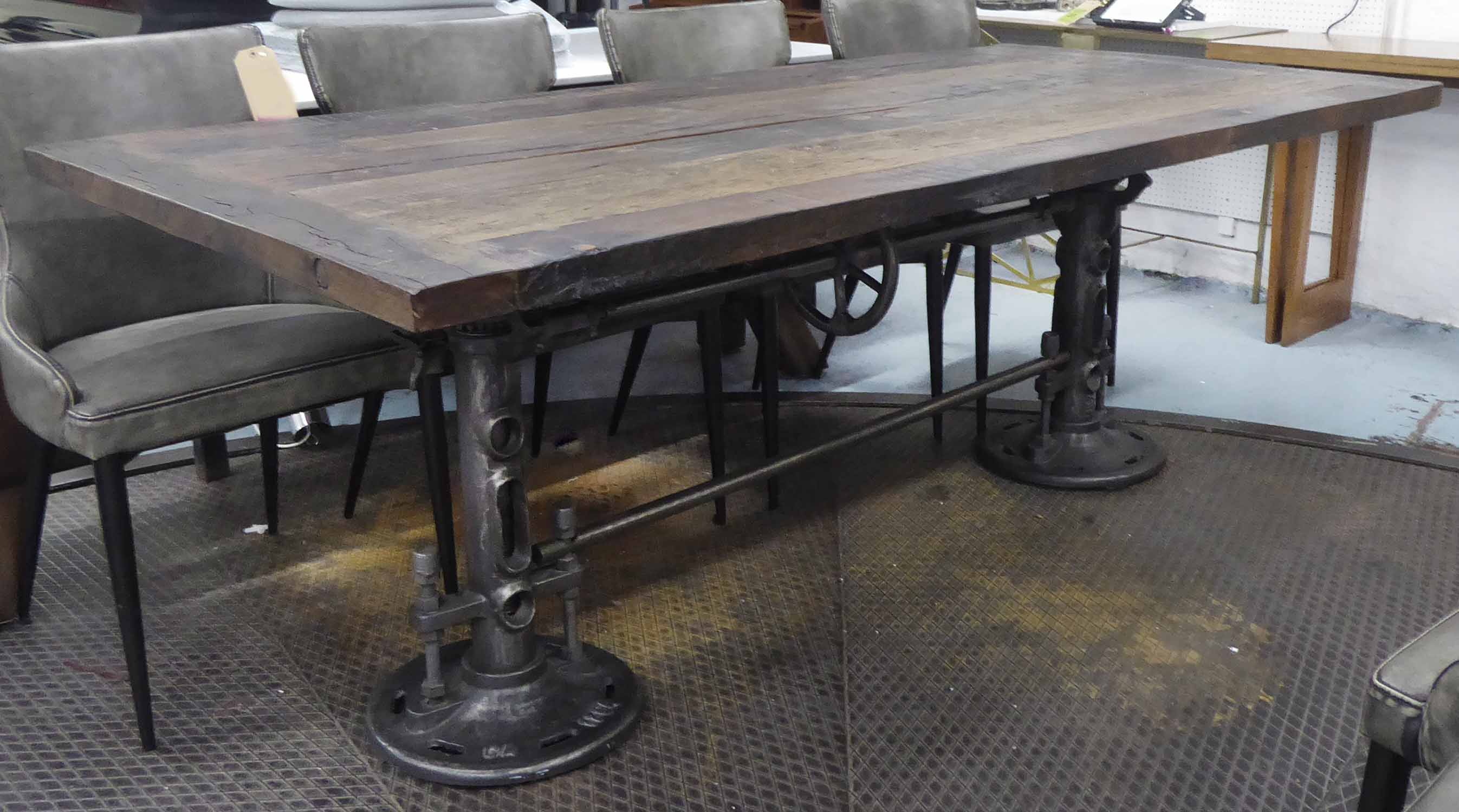 large industrial dining room table